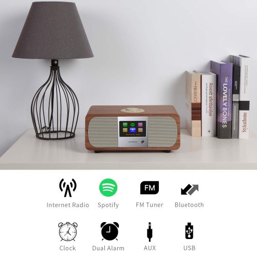  LEMEGA M3+ 20W Stereo Internet FM Digital Radio with Wi-Fi, Bluetooth, Built-in Subwoofer, USB, Aux & TFT Colour Display  Walnut: Home Audio & Theater