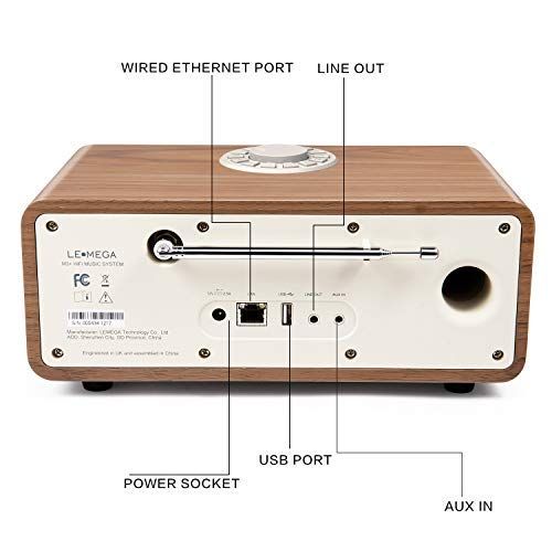  LEMEGA M3+ 20W Stereo Internet FM Digital Radio with Wi-Fi, Bluetooth, Built-in Subwoofer, USB, Aux & TFT Colour Display  Walnut: Home Audio & Theater