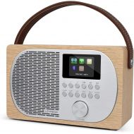 LEMEGA M2P Digital Internet Radio,Portable FM Radio with Bluetooth, Dual Alarms Clock,Rechargeable Battery or Mains Powered, Headphone-Out,2.4” Colour Display, App Control - White
