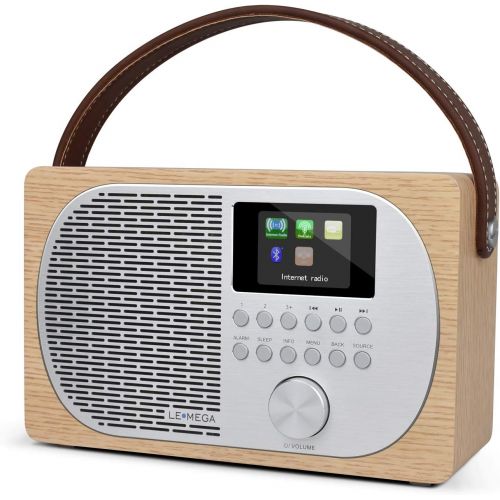  LEMEGA M2P Digital Internet Radio,Portable FM Radio with Bluetooth, Dual Alarms Clock,Rechargeable Battery or Mains Powered, Headphone-Out,2.4” Colour Display, App Control - White