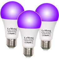 LeMeng LED Black Lights Bulb 9W Blacklight A19(75Watt Equivalent), E26 Medium Base 120V, UVA Level 395-400nm, Glow in The Dark for Blacklights Party, Body Paint, Fluorescent Poster