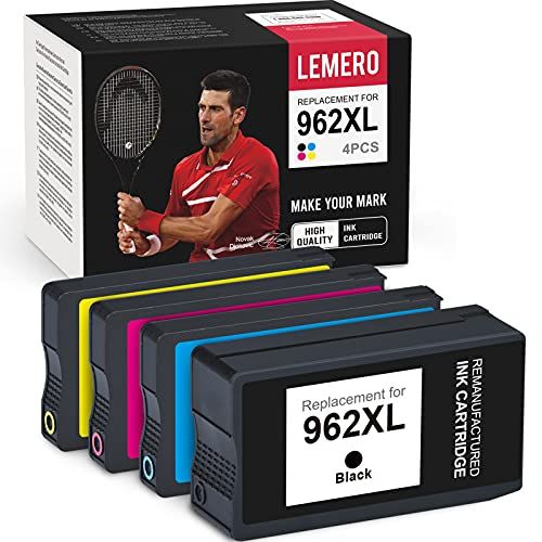  LEMERO Remanufactured Ink Cartridge Replacement for HP 962XL 962 962 XL to use with OfficeJet Pro 9015 9015e 9010 9025 9025e 9020 9018 9012 9028 (Black, Cyan, Magenta, Yellow, 4-Pa