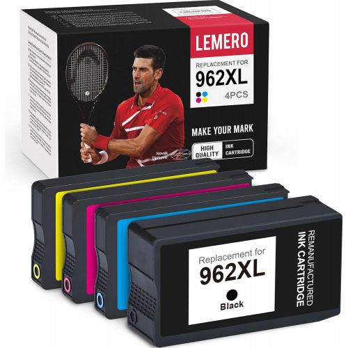  LEMERO Remanufactured Ink Cartridge Replacement for HP 962XL 962 962 XL to use with OfficeJet Pro 9015 9015e 9010 9025 9025e 9020 9018 9012 9028 (Black, Cyan, Magenta, Yellow, 4-Pa