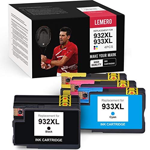  LEMERO Compatible Ink Cartridge Replacement for HP 932XL 933XL 932 XL 933 XL for OfficeJet 7612 6700 6600 7610 6100 7110 (1 Black, 1 Cyan, 1 Magenta, 1 Yellow, 4-Pack)