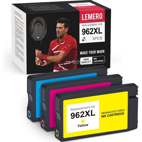  LEMERO Remanufactured Ink Cartridge Replacement for HP 962 962XL to use with OfficeJet Pro 9015 9010 9025 9020 9018 9012 9026 9027 9028 9029 (Cyan, Magenta, Yellow, 3-Pack)