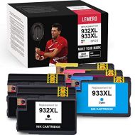 LEMERO Compatible Ink Cartridge Replacement for HP 932 933 XL 932XL 933XL for OfficeJet 7612 7610 7110 6700 6600 6100 (2 Black, 1 Cyan, 1 Magenta, 1 Yellow, 5 Pack)