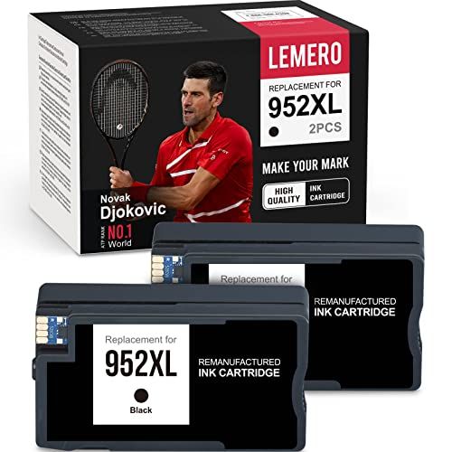  LEMERO Remanufactured Ink Cartridges Replacement for HP 952 952 XL 952XL to use with OfficeJet Pro 8710 8720 8702 7740 8200 8210 8715 8216 8700 8740 8730 7740 (2 Black)