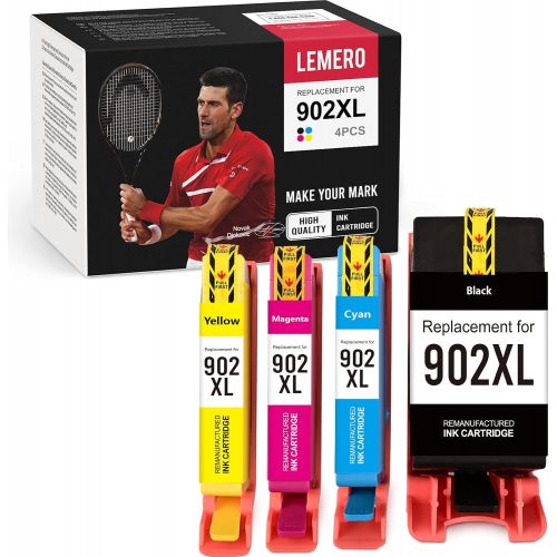  LEMERO Remanufactured Ink Cartridge Replacement for HP 902XL 902 902 XL Work with OfficeJet Pro 6978 6954 6968 6975 6958 6950 6970 6960 6962 (Black, Cyan, Magenta, Yellow, 4-Pack)