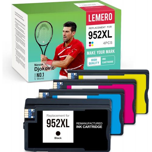  LEMERO Updated Chips Remanufactured Ink Cartridges Replacement for HP 952 952XL 952 XL to use with Officejet Pro 8710 8720 8715 8740 8200 8730 8702 7740 7720 8210 (Black Cyan Magen