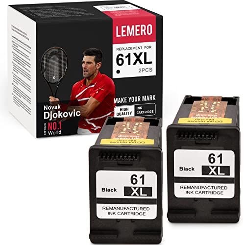  LEMERO Remanufactured Ink Cartridge Replacement for HP 61 61XL Black Ink Cartridge for HP Envy 5530 4500 OfficeJet 4630 4635 4632 DeskJet 2541 2542 2540 3050A 2549 Printer Ink Cart