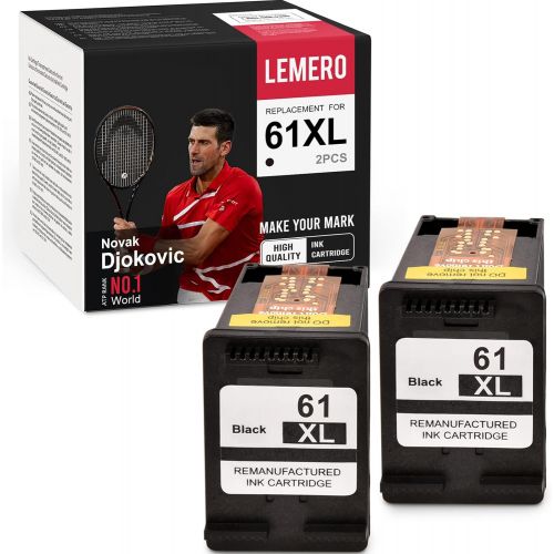  LEMERO Remanufactured Ink Cartridge Replacement for HP 61 61XL Black Ink Cartridge for HP Envy 5530 4500 OfficeJet 4630 4635 4632 DeskJet 2541 2542 2540 3050A 2549 Printer Ink Cart