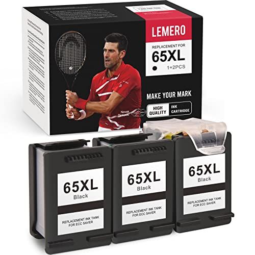  LEMERO Remanufactured Ink Cartridge Replacement for HP 65XL 65 XL to use with Envy 5055 5052 DeskJet 3755 3700 2622 3752 2652 2655 Printer (3 Black)