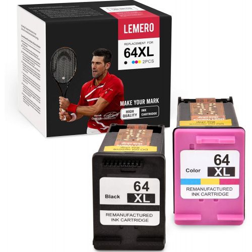  LEMERO Remanufactured Ink Cartridge Replacement for HP 64 64XL 64 XL to use with Envy Photo 7858 7855 7155 7120 6255 6220 6222 6230 7164 7864 7820 Printer (Black Tri-Color, 2 Pack)
