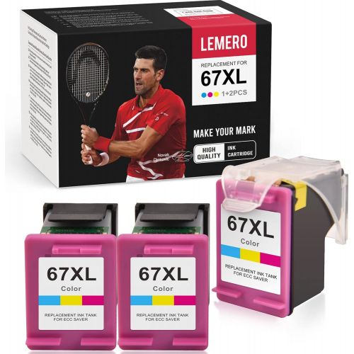  LEMERO Remanufactured Ink Cartridge Replacement for HP 67 67XL to use with DeskJet 2755 2722 2723 1255 Plus 4155 4255 4122 4123 Envy Pro 6455 6475 (1 Pack + 2 Cartridges, 3 Tri-Col