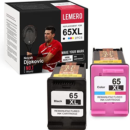  LEMERO Remanufactured Ink Cartridge Replacement for HP 65 65XL Work with DeskJet 3755 3752 2622 3720 3722 Envy 5055 5010 5020 (Black Tri-Color, 2 Pack)