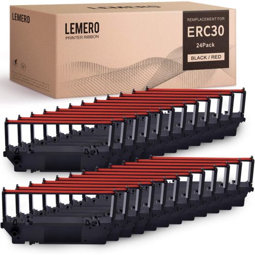  LEMERO ERC30 ERC30/34 38 Black/Red Compatible Printer Ribbon Cartridge for DPN2700, TMU370, TMU375, 270, 300D (Black Red, 24 Pack)