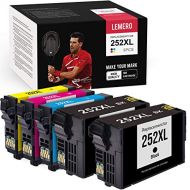 LEMERO Remanufactured Ink Cartridges Replacement for Epson 252 252XL 252 XL for Workforce WF-7720 WF-7710 WF-3640 WF-3620 WF-7620 WF-7610 WF-7210 (2 Black, 1 Cyan, 1 Magenta, 1 Yel