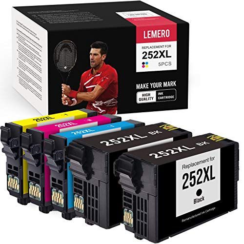  LEMERO Remanufactured Ink Cartridges Replacement for Epson 252 252XL 252 XL for Workforce WF-7720 WF-7710 WF-3640 WF-3620 WF-7620 WF-7610 WF-7210 (2 Black, 1 Cyan, 1 Magenta, 1 Yel