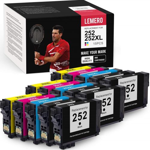  LEMERO Remanufactured Ink Cartridges Replacement for Epson 252 252XL 252 XL T252XL- for Epson Workforce WF-7710 WF-7720 WF-3640 WF-3620 WF-7620 WF-7110 WF-7610 (Black Cyan Magenta