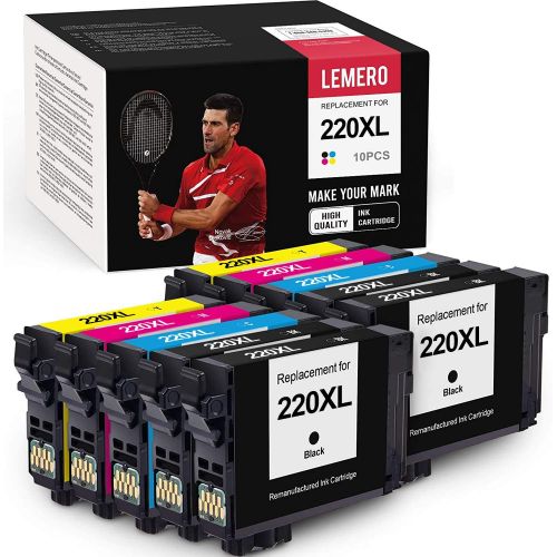  LEMERO Remanufactured Ink Cartridges Replacement for Epson 220XL 220 XL T220XL to use with WF-2760 WF-2750 WF-2630 WF-2650 WF-2660 XP-320 XP-420 (Black, Cyan, Magenta, Yellow, 10-P