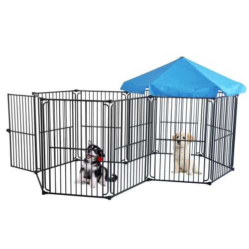  LEMKA Heavy Duty Dog Playpen Dog Kennel, Pet Dog Exercise Playpen Foldable Dog Steel Crate Wire Metal Cage 6/10 Panels - 48/60 inches