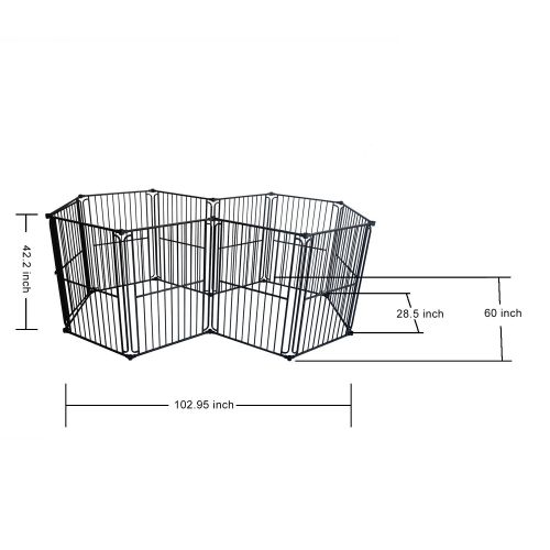  LEMKA Heavy Duty Dog Playpen Dog Kennel, Pet Dog Exercise Playpen Foldable Dog Steel Crate Wire Metal Cage 6/10 Panels - 48/60 inches