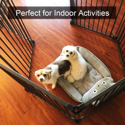  LEMKA Heavy Duty Dog Playpen Dog Kennel, Pet Dog Exercise Playpen Foldable Dog Steel Crate Wire Metal Cage 6/10 Panels - 48/60 inches