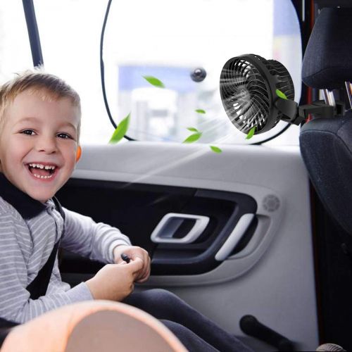  [아마존베스트]LEMOISTAR Battery Operated USB Baby Car Fan,Electric Cooling Fan with 4 Speed,360 Degree Rotatable Backseat Car Fan,5V Cooling Air Small Personal Fan for Car,Rear Seat Passenger Do