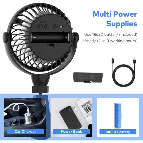  [아마존베스트]LEMOISTAR Battery Operated USB Baby Car Fan,Electric Cooling Fan with 4 Speed,360 Degree Rotatable Backseat Car Fan,5V Cooling Air Small Personal Fan for Car,Rear Seat Passenger Do