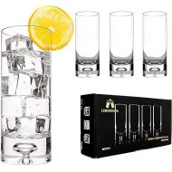 LEMONSODA Crystal Bubble Base Collins Glass Highball Tumbler - Set of 4-12OZ - Heavy Weighted Bottom - Unique Design Great for Water, Juice, Beer, Cocktails, and More