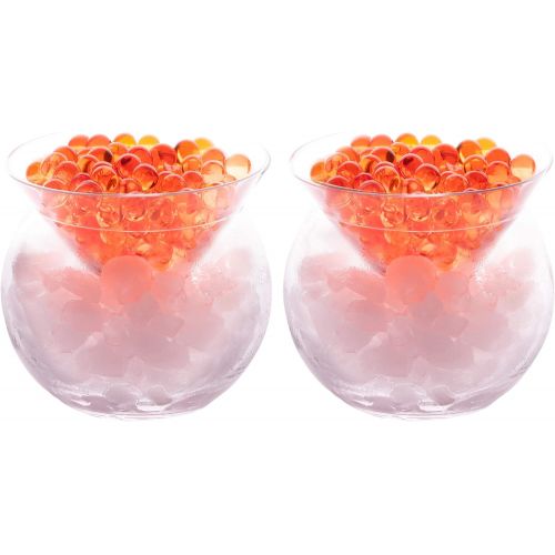  [아마존베스트]YoungLA Stemless Martini Glasses with Chiller Set of 2 - Elegant Cocktail Glasses Set with Cavier Server Bowl - Beautiful Bar Martini Glass Gift Set for Margarita, Cosmopolitan, Manhattan