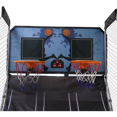  LEMY Double Shoot Electronic Basketball Arcade Game Foldable Indoor Dual Basketball Game Electronic Scoring System with 4 Balls