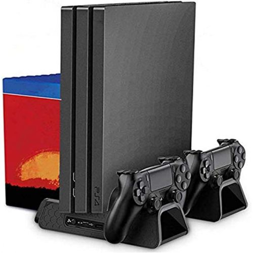  [아마존베스트]PS4 Vertical Stand with cooling Fan, LENBOKEN PS4 Controller Charging Station with Game Storage and Dualshock Charge for Playstation 4 Console Regular/Slim/Pro.
