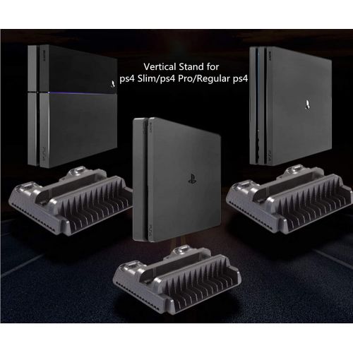  [아마존베스트]PS4 Vertical Stand with cooling Fan, LENBOKEN PS4 Controller Charging Station with Game Storage and Dualshock Charge for Playstation 4 Console Regular/Slim/Pro.