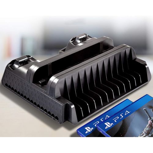  [아마존베스트]PS4 Vertical Stand with cooling Fan, LENBOKEN PS4 Controller Charging Station with Game Storage and Dualshock Charge for Playstation 4 Console Regular/Slim/Pro.