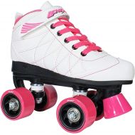 Lenexa Hoopla Kids Roller Skates for Kids Children - Girls and Boys - Kids Rollerskates - Childrens Quad Derby Roller Skate for Youths Boy/Girl - Kids Skates (White w/Pink Wheels)