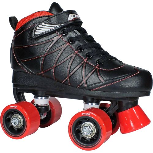  Lenexa Hoopla Kids Roller Skates for Kids Children - Girls and Boys - Kids Rollerskates - Childrens Quad Derby Roller Skate for Youths Boy/Girl - Kids Skates (Black w/Red Wheels)