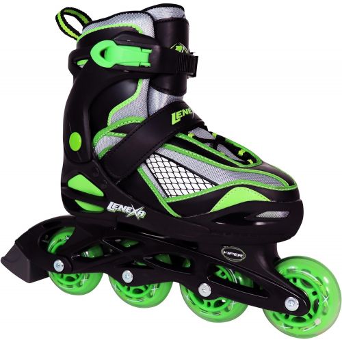  Lenexa Viper Adjustable Inline Skates for Kids, Boys, and Girls - Comfortable fit - Safety Non-Slip Wheels