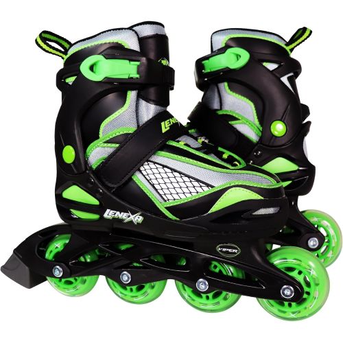  Lenexa Viper Adjustable Inline Skates for Kids, Boys, and Girls - Comfortable fit - Safety Non-Slip Wheels