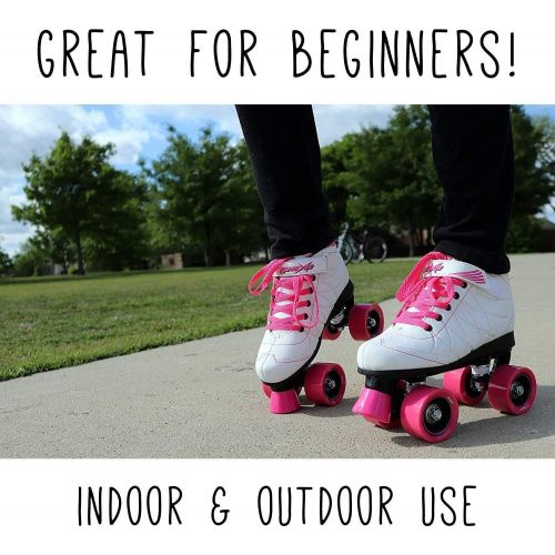  [아마존베스트]Lenexa Hoopla Kids Roller Skates for Kids Children - Girls and Boys - Kids Rollerskates - Childrens Quad Derby Roller Skate for Youths Boy/Girl - Kids Skates (White w/Pink Wheels)