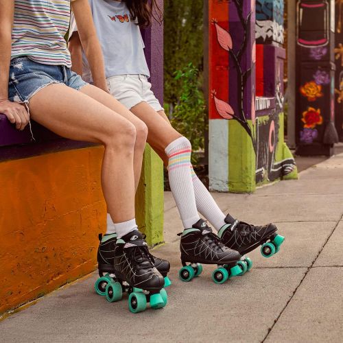  [아마존베스트]Lenexa Hoopla Kids Roller Skates for Kids Children - Girls and Boys - Kids Rollerskates - Childrens Quad Derby Roller Skate for Youths Boy/Girl - Kids Skates (Black w/Blue Wheels)