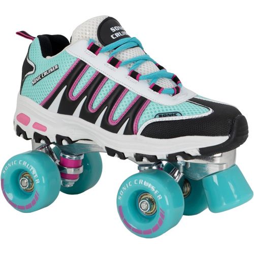  [아마존베스트]Lenexa Sonic Cruiser 2.0 Unisex Outdoor High Performance Rebound Wheels Quad Roller Speed Skates for Men and Women - Sneaker Shoe Style for Outdoor Skating, Teal/Black, Ladies 10/