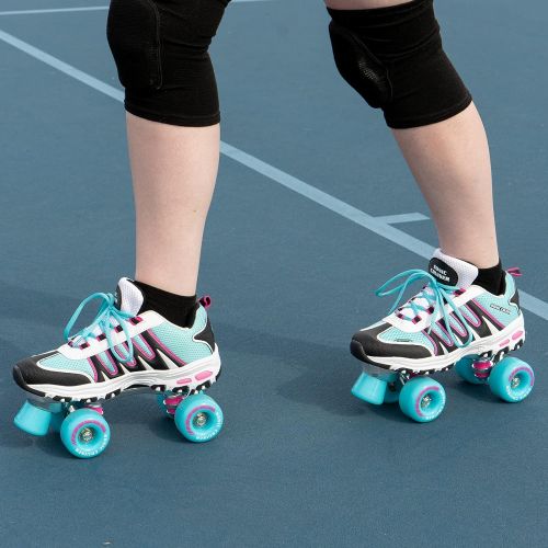  [아마존베스트]Lenexa Sonic Cruiser 2.0 Unisex Outdoor High Performance Rebound Wheels Quad Roller Speed Skates for Men and Women - Sneaker Shoe Style for Outdoor Skating, Teal/Black, Ladies 10/