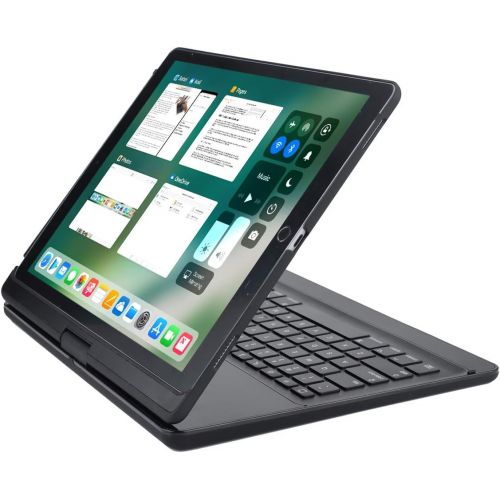  [아마존베스트]LENRICH iPad pro 12.9 case with keyboard 2017 2015,360 Rotatable Wireless Keyboard Smart Folio 180 Swivel Stand Hard Shell Cover Auto Sleep/Wake up Black