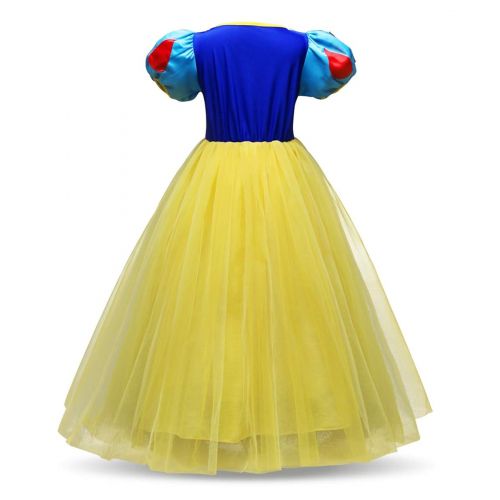  LENSEN Tech Little Girls Princess Snow White Costume Puff Sleeve Yellow Dress Up