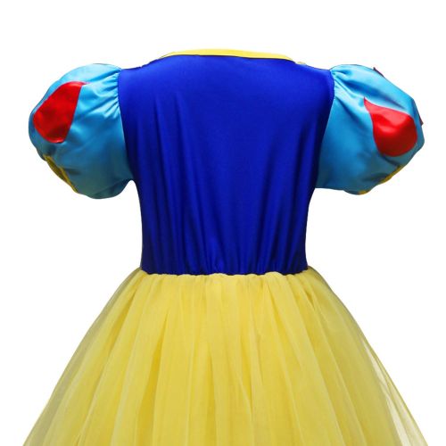  LENSEN Tech Little Girls Princess Snow White Costume Puff Sleeve Yellow Dress Up