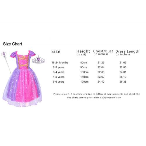  LENSEN Tech Princess Rapunzel Costume Baby Girls Dress with Crown Mace