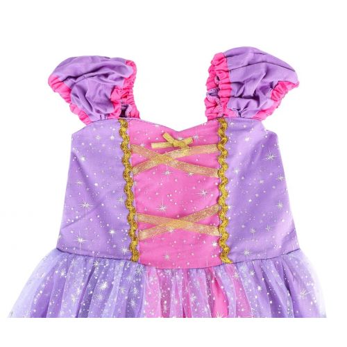  LENSEN Tech Princess Rapunzel Costume Baby Girls Dress with Crown Mace