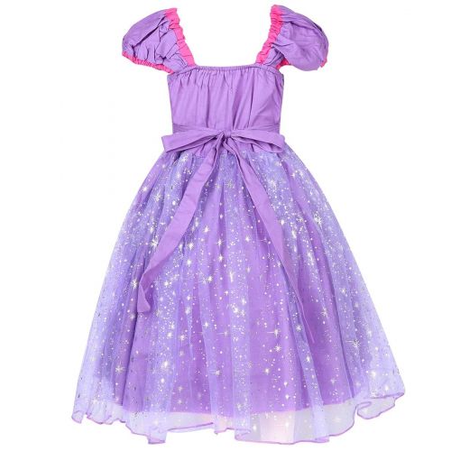  LENSEN Tech Princess Rapunzel Costume Baby Girls Dress with Crown Mace