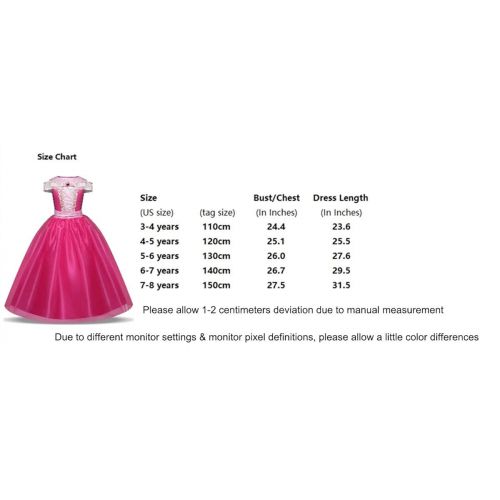  LENSEN Tech Girls Princess Aurora Costume Drop Shoulder Halloween Party Long Dress